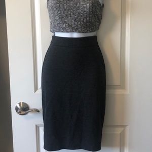 Charcoal gray cotton pencil skirt